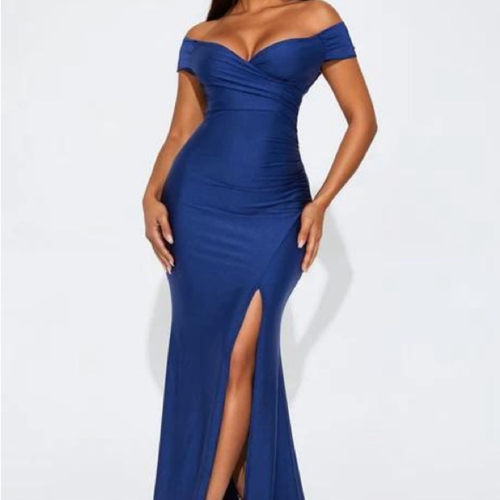 Fashion Nova Blue Strapless Dress